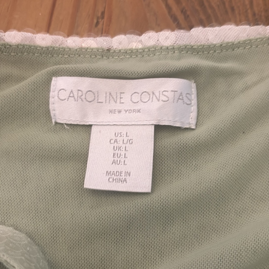Caroline Constas Green & White Sequin Midi — image 4 of 4